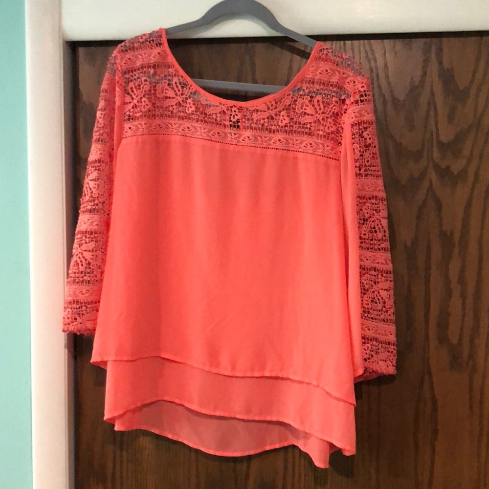 Pink 3/4 length sleeve blouse